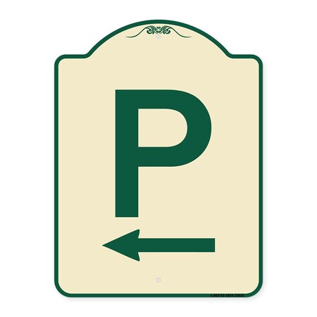 Signmission P Symbol With Left Arrow Heavy-Gauge Aluminum Architectural Sign, 24" x 18", TG-1824-23512 A-DES-TG-1824-23512